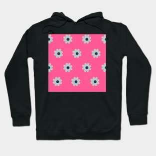 Trendy floral repeat pattern in fluorescent Pink background Hoodie